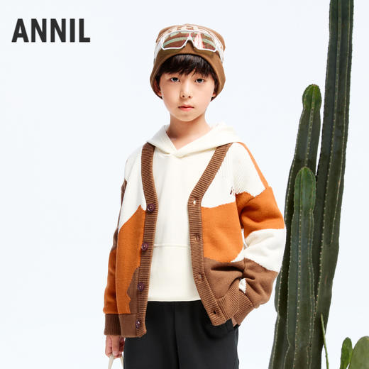 男童潮趣拼色开衫毛衣冬季新款安奈儿童装实体店同款AB444599 商品图0