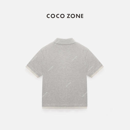 COCO ZONE 假两件POLO针织衫显瘦羊毛翻领短袖24C10348 商品图1