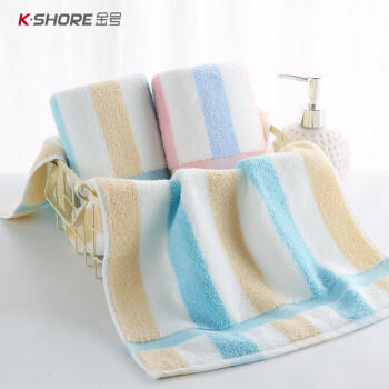 金号无捻吸水纯棉毛巾 柔软运动洗脸巾 2条 粉/绿 70*34cm 96g/条 商品图3