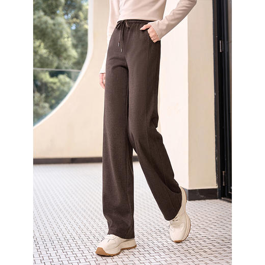 【年终特卖】熙世界人字纹加厚毛呢裤冬季2025新款高腰宽松窄版阔腿直筒裤子 商品图2