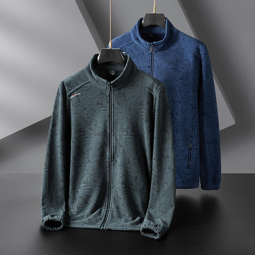 【Q】【抓绒衣】【新款DPF】大依优型大码男装加绒立领夹克抓绒衣加肥加大休闲夹克胖子宽松防风外套上衣 商品图3