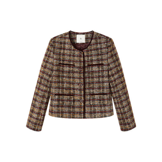 IN AND ON 意大利进口花呢经典圆领小香风外套 53821 商品图1