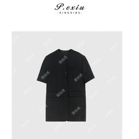 03-3潘依绣丁丁宠粉福利极简风韩系通勤百搭圆领短袖西装 Q7620