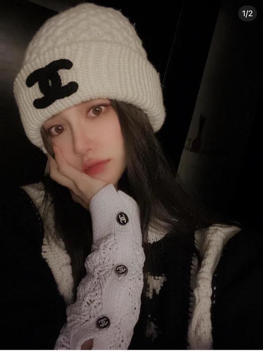 香奈儿专柜新款菠萝纹羊绒针织帽（AN） 商品图1