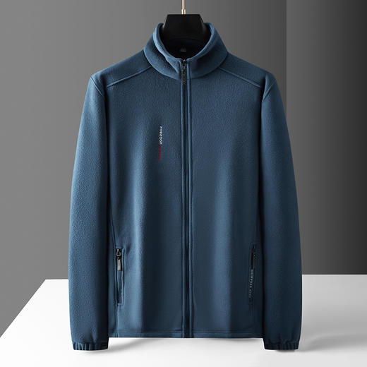 【Q】【抓绒衣】【新款DPF】大依优型大码男装加绒立领夹克抓绒衣加肥加大休闲夹克胖子宽松防风外套上衣 商品图1