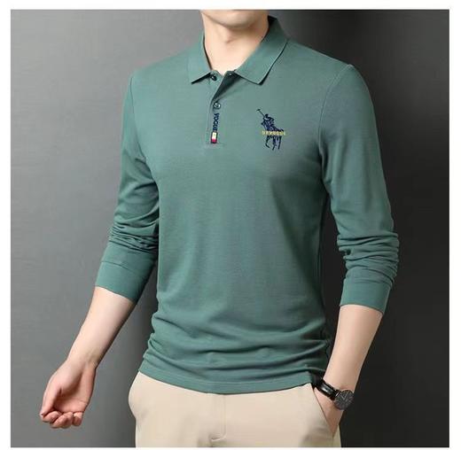 秋冬polo衫男士长袖T恤中青年翻领大码POLO衫刺绣休闲商务正装 商品图1