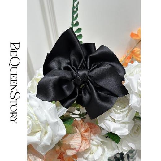 BeQueenStory配饰 时尚洋气缎面蝴蝶结ins发夹后脑勺抓夹鲨鱼夹 商品图2