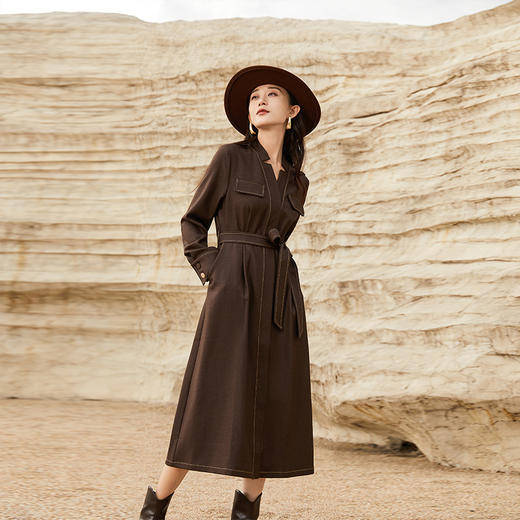 【顺丰包邮】54503 洛诗琳高级感气质V领连衣裙2024秋季收腰显瘦裙048 商品图2