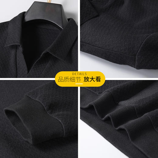 【新款DK】大依优型大码长袖衬衫领卫衣长绒棉长袖T恤翻领男士加肥加大休闲大码男装宽松上衣 商品图6