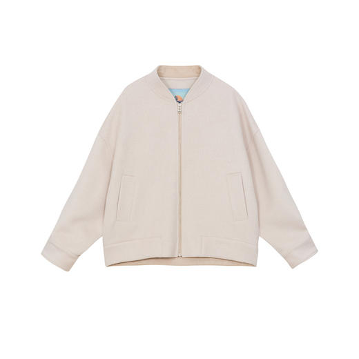 谜底毛呢大衣短款2024冬季新品简约百搭棒球领夹克外套244MD1469 商品图4