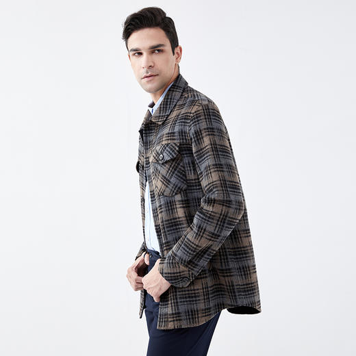 IN AND ON 羊毛格纹衬衫款双面呢大衣 20910 商品图0