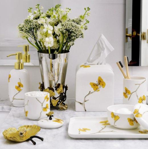 Michael Aram 金色银杏中号花瓶不锈钢黄铜插花客厅礼物女手工送礼 商品图1