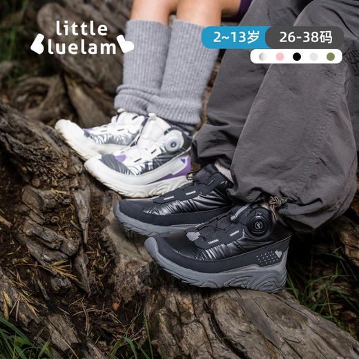 【26-38码】小蓝羊2024冬季新款儿童户外保暖靴——防滑防泼水运动短靴免系带童鞋【侧旋钮徒步靴】 商品图3