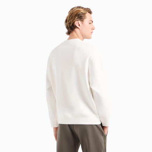 EMPORIO ARMANI 阿玛尼 男士V 形背景上印有大鹰图案的双面平纹针织运动卫衣 白色 6D1M76 1JHSZ 0101 商品图2