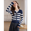 【69元福袋，不支持退换】熙世界2025秋冬款女装高级感气质长袖撞色条纹假两件针织衫毛衣 商品缩略图1