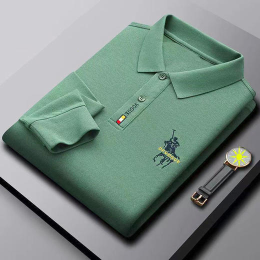 秋冬polo衫男士长袖T恤中青年翻领大码POLO衫刺绣休闲商务正装 商品图0