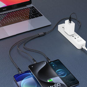 沃品WOPOW一拖三数据线1.2米适用于华为苹果安卓LC026