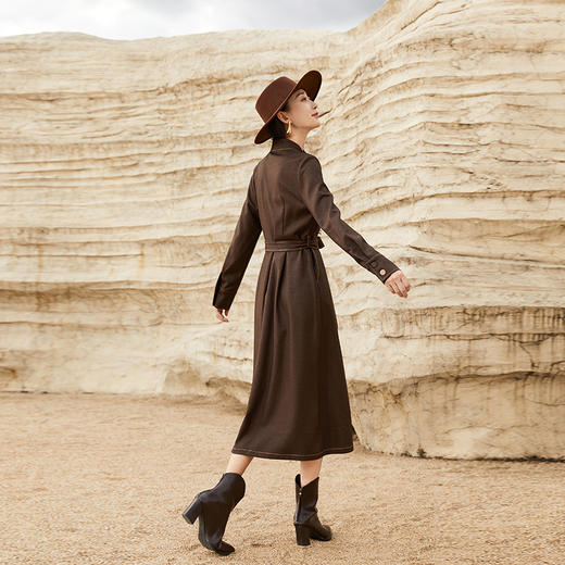 【顺丰包邮】54503 洛诗琳高级感气质V领连衣裙2024秋季收腰显瘦裙048 商品图4