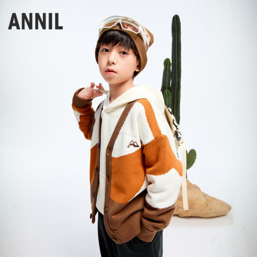 男童潮趣拼色开衫毛衣冬季新款安奈儿童装实体店同款AB444599 商品图1