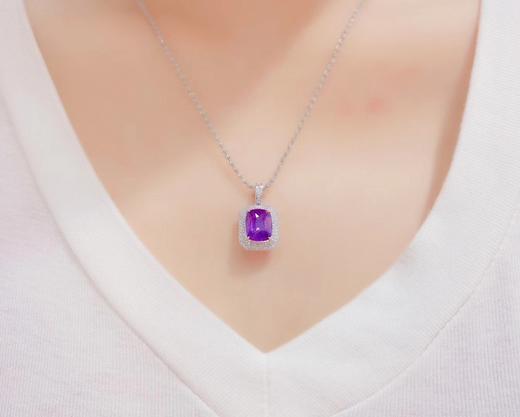 3.2克拉无烧紫蓝宝吊坠 商品图3