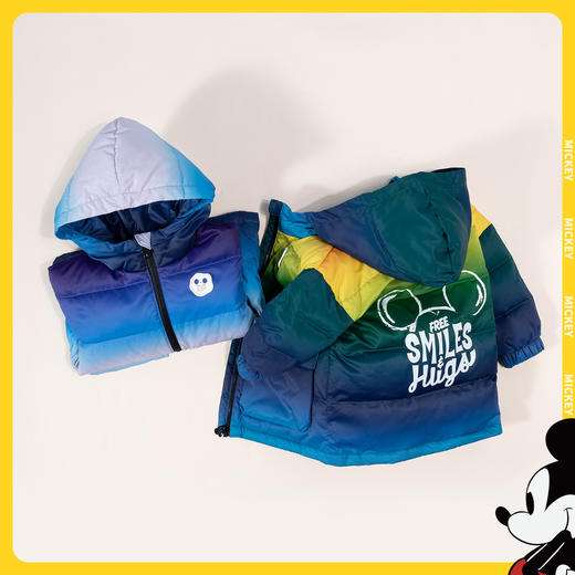 迪士尼冬季男童羽绒外套连帽防风上衣中大童保暖中长款羽绒服224DS0708 商品图3