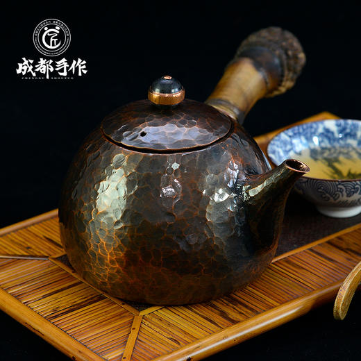 成都手作【李小毛铜壶】 复古原色  侧把古铜 非遗手工铜壶 整体锻打 四川礼物 商品图3