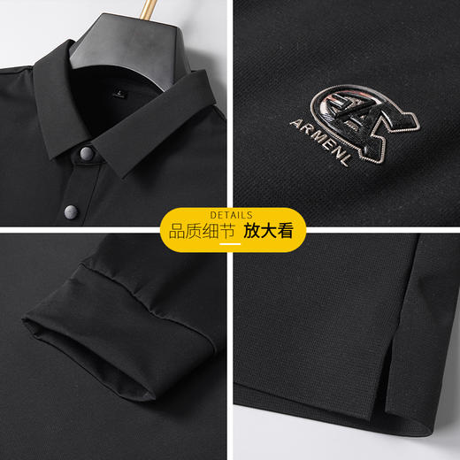 【新款DK】大依优型大码长袖Polo衫锦氨无痕翻领男士加肥加大休闲大码男装宽松长袖体恤上衣 商品图6