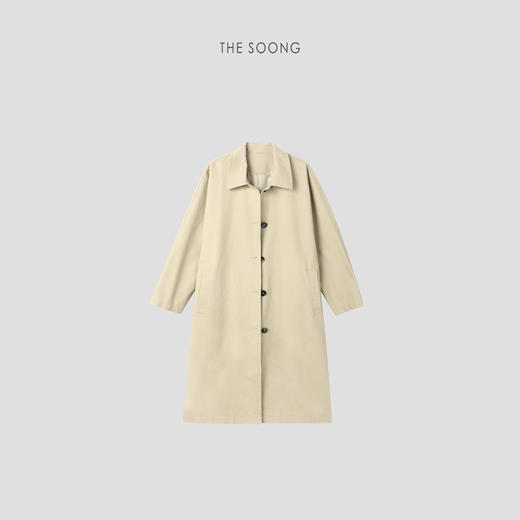 THESOONG"旧时米兰"极简365克卡其色长款风衣外套HBWT5251 商品图1