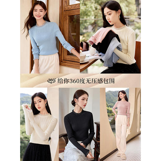 【年终特卖】熙世界2025秋冬款玻璃纱半高领针织衫毛衣内搭女士保暖打底上衣 商品图1