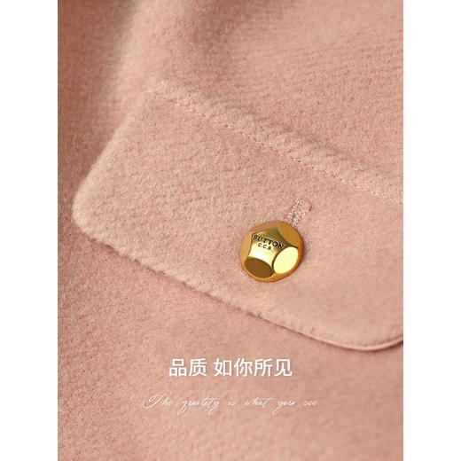 COCOBELLA气质粉小香风短外套质感金属扣箱型毛呢大衣WL7066 商品图5