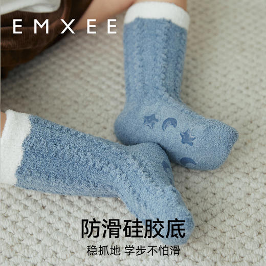 【婴童服配】 嫚熙婴儿袜子秋冬半边绒地板袜男女童宝宝中长筒防滑新生儿学步袜 商品图5