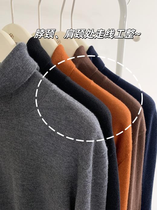 【现货】100%羊绒【高领】针织衫，L码220g，整件采用经典单面组织，质感高级，做工细致，简洁又时尚，JF03 商品图3