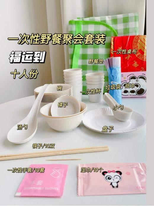 💝【 嗨.茶芙巷 一次性野餐聚会套装】✅采用稻谷壳✨✨安全无毒 ✅耐高温，💥耐低温，❤️适用于各种场合🥰🥰🥰 ✅环保可降解，😎😎保护地球家园 商品图0