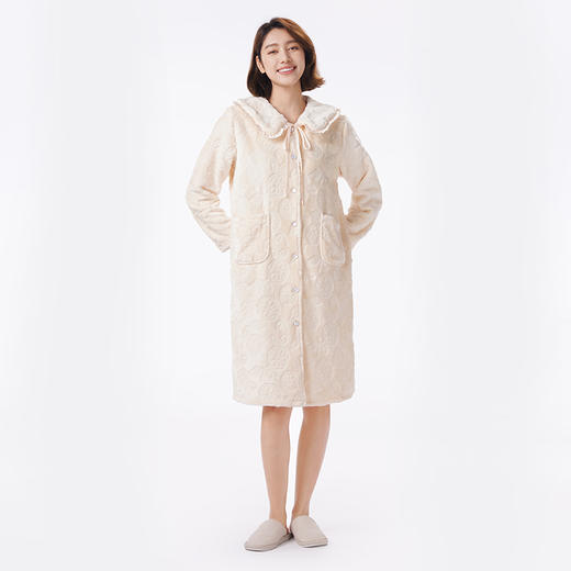 都市丽人睡衣生活家居单件袍家居服法兰绒剪花厚女士法兰绒单件袍LHT7B2 商品图1