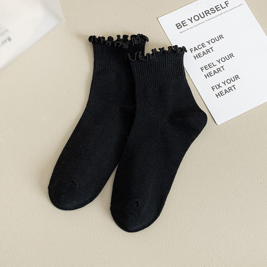 【学院风花边公主袜】袜子女春夏款木耳边短筒袜，透气好清爽无骨不硌脚，纯色简约风女士棉袜JK潮日系月子袜女袜QQ 商品图7