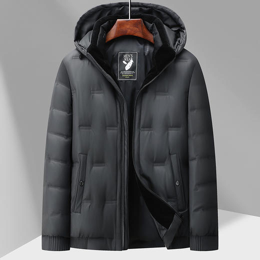 【皮羽绒】【可拆卸帽】【新款DTX】大依优型大码羽绒服皮夹克PU外套加肥加大肥佬休闲上衣男士胖子秋冬 商品图2