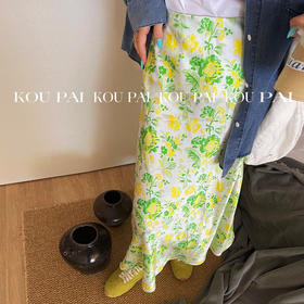 【顺丰包邮】31736 洛诗琳夏季温柔风真丝印花清新桑蚕丝缎面半裙1290