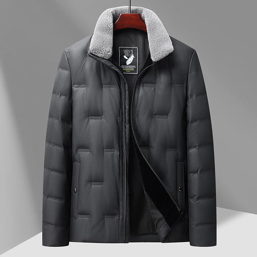 【皮羽绒】【新款DTX】大依优型大码羽绒服皮夹克PU外套加肥加大肥佬休闲上衣男士胖子秋冬 商品图2