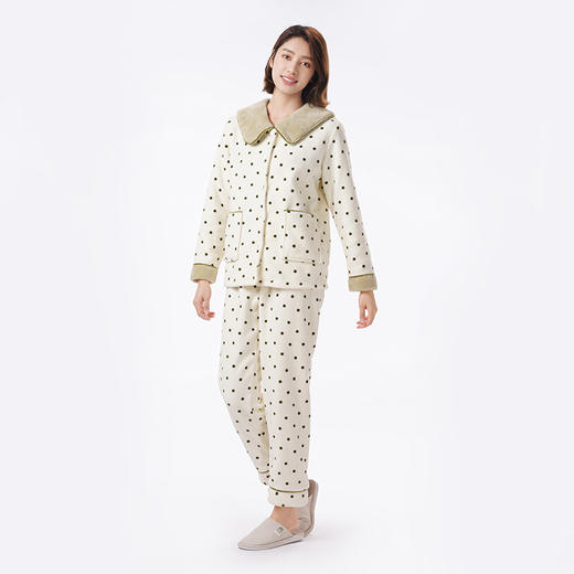 都市丽人睡衣会员精选长袖家居服米粒绒厚女士米粒绒套装LHT1P8 商品图2