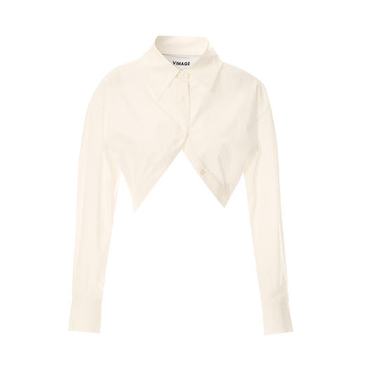 VIMAGE纬漫纪秋季新款时尚气质显瘦斗篷设计简约百搭短衬衫V2209805 商品图6