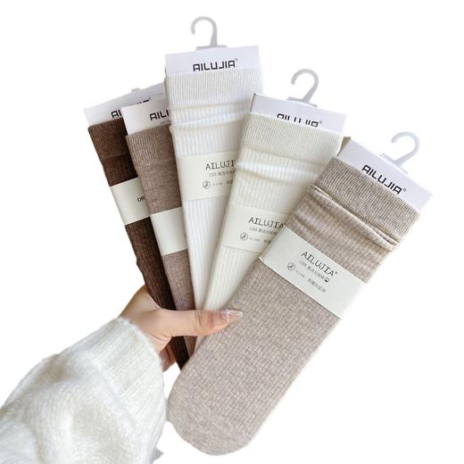 【一袜两穿，少女感满满】纯棉堆堆袜子女秋冬无骨中筒袜，软糯舒适吸汗透气，纯色直板袜休闲百搭长筒袜QQ 商品图4