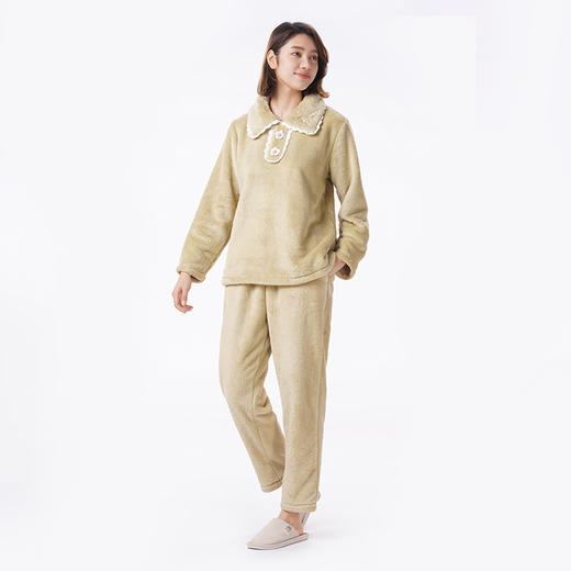 都市丽人睡衣生活家居长袖家居服暖肤绒厚女士法兰绒套装LHT2W2 商品图2