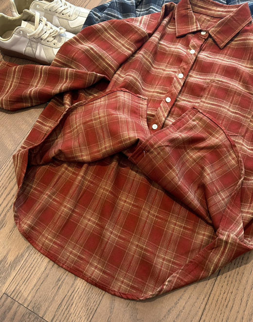 河智苑明星同款！加厚磨毛秋冬格子衬衣 商品图14