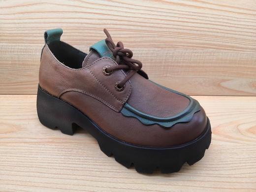 豪行真皮女鞋22301381时尚厚底系带潮鞋休闲单鞋 商品图0