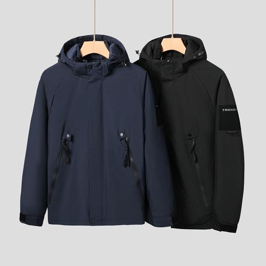 【可拆卸帽】【新款DSF】大依优型大码男装连帽薄棉棉衣夹克加肥加大休闲夹克胖子外套上衣 商品图4