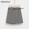 oldcolour秋冬款半身裙灰色设计感气质高腰短裙女DM41061935 商品缩略图0