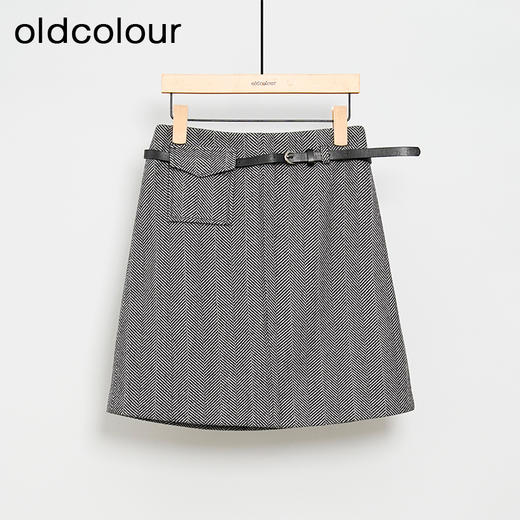 oldcolour秋冬款半身裙灰色设计感气质高腰短裙女DM41061935 商品图0
