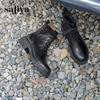 Safiya/索菲娅2024冬英伦风真皮褶皱做旧复古厚底马丁靴 SF44116265 商品缩略图6
