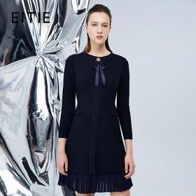 EITIE爱特爱冬季新品高腰修身显瘦裙摆拼接气质优雅连衣裙7607316