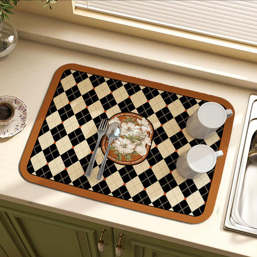 「数种款式！高颜值」简约现代吸水垫 居家日用软硅藻泥桌面防滑餐具干燥免洗桌垫厨房用品台面沥水垫 商品图2